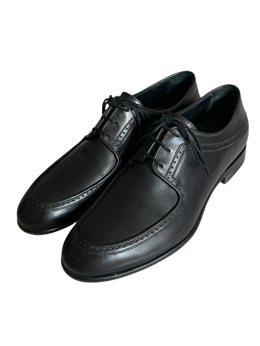 Harry’s Of London Black Leather Apron Toe Derby Dress Shoes 41.5 Luxury Italy